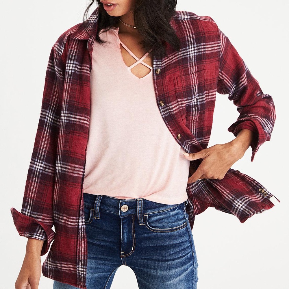 AMERICAN EAGLE Oversized Red Flannel